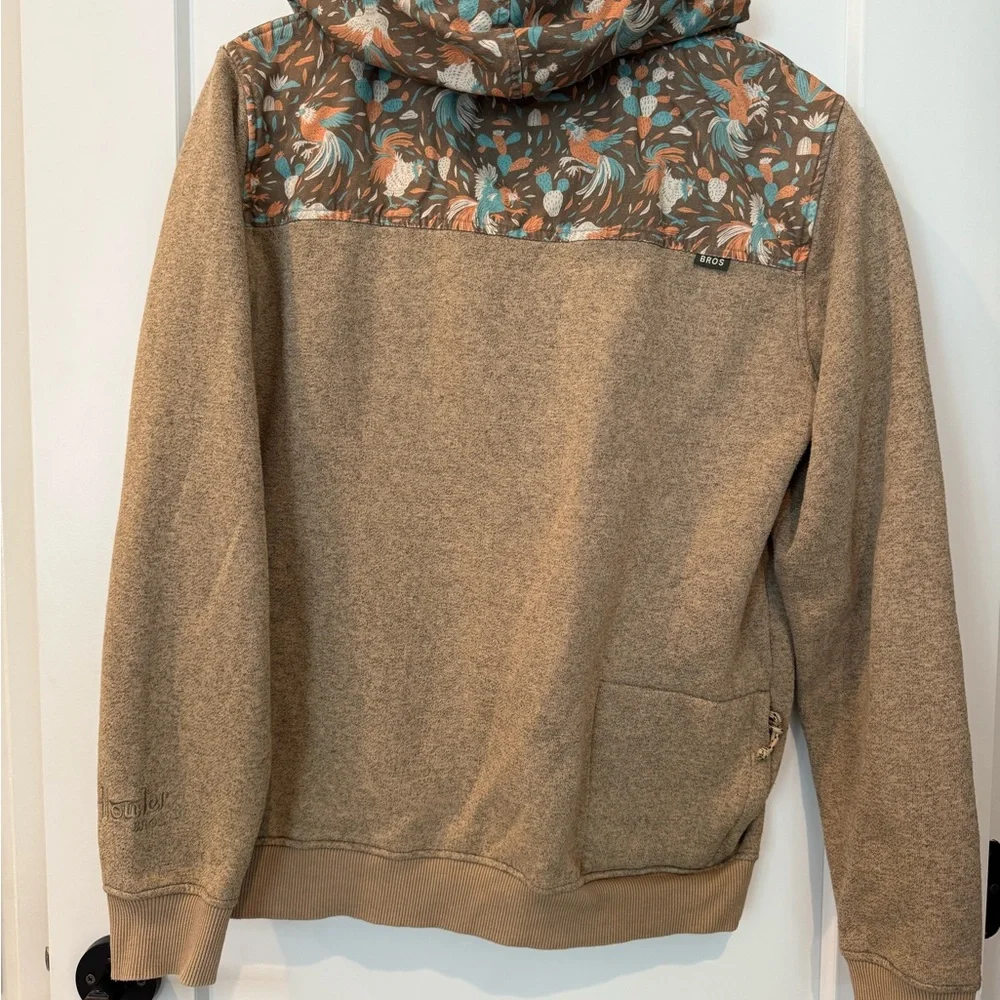 Howler Bros Hoodie Mens Medium Brown Full Zip Shaman Sweatshirt Printed Yoke - Picture 3 of 3